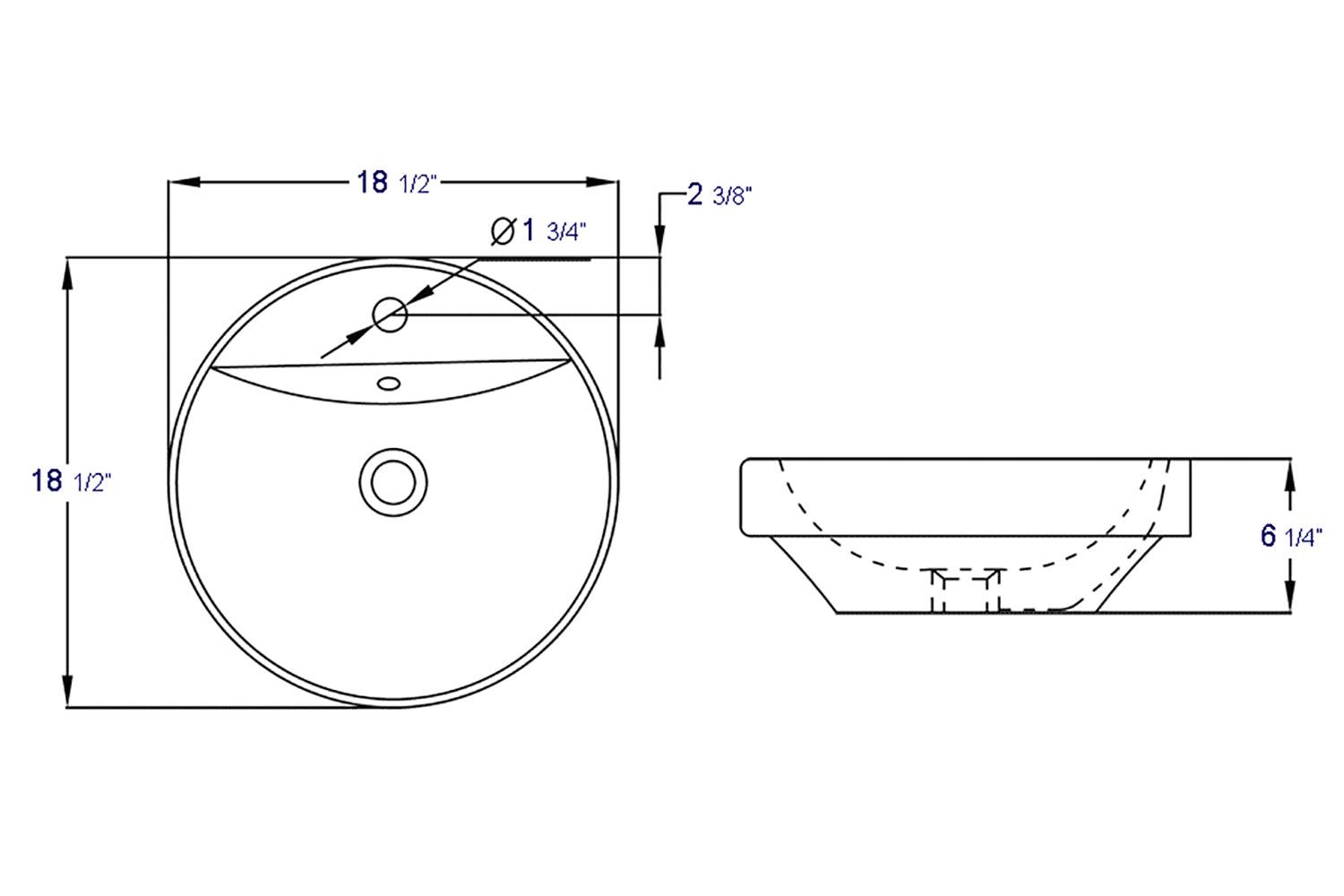 EAGO BA141  18" Oval Ceramic above mount Bathroom Basin Vessel Sink