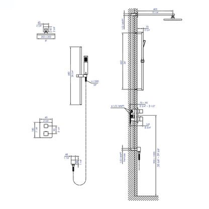 ALFI brand AB2830-BN Brushed Nickel 2 Way Thermostatic Square Shower Set