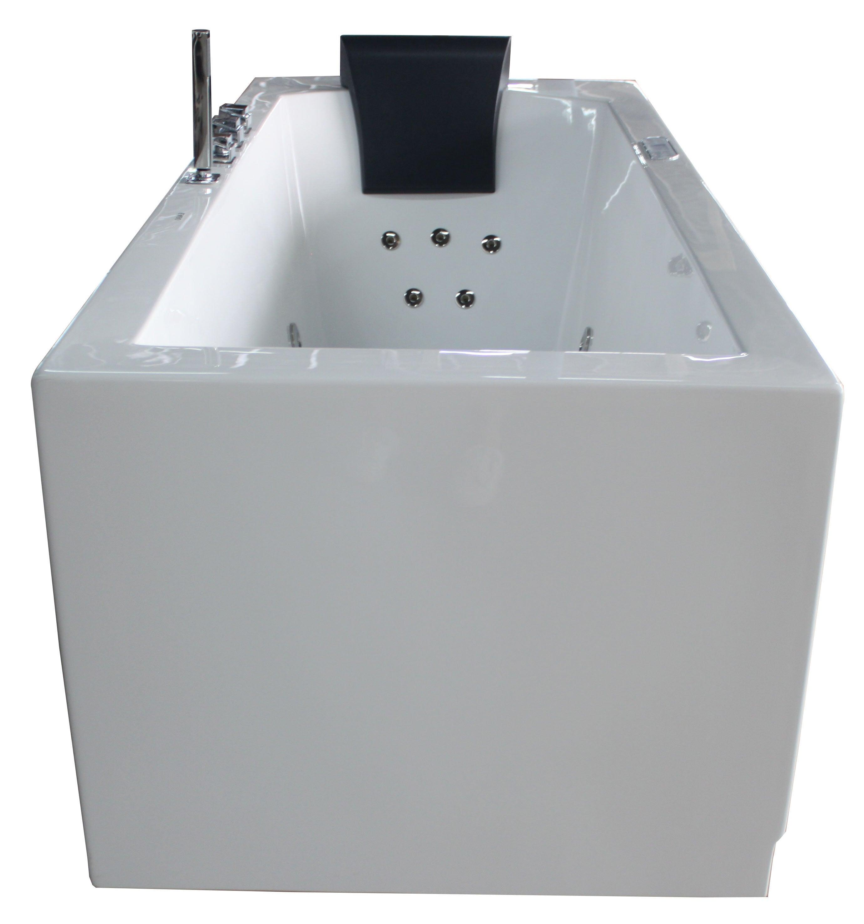 EAGO AM154ETL-L6 6 ft Acrylic White Rectangular Whirlpool Bathtub w Fixtures