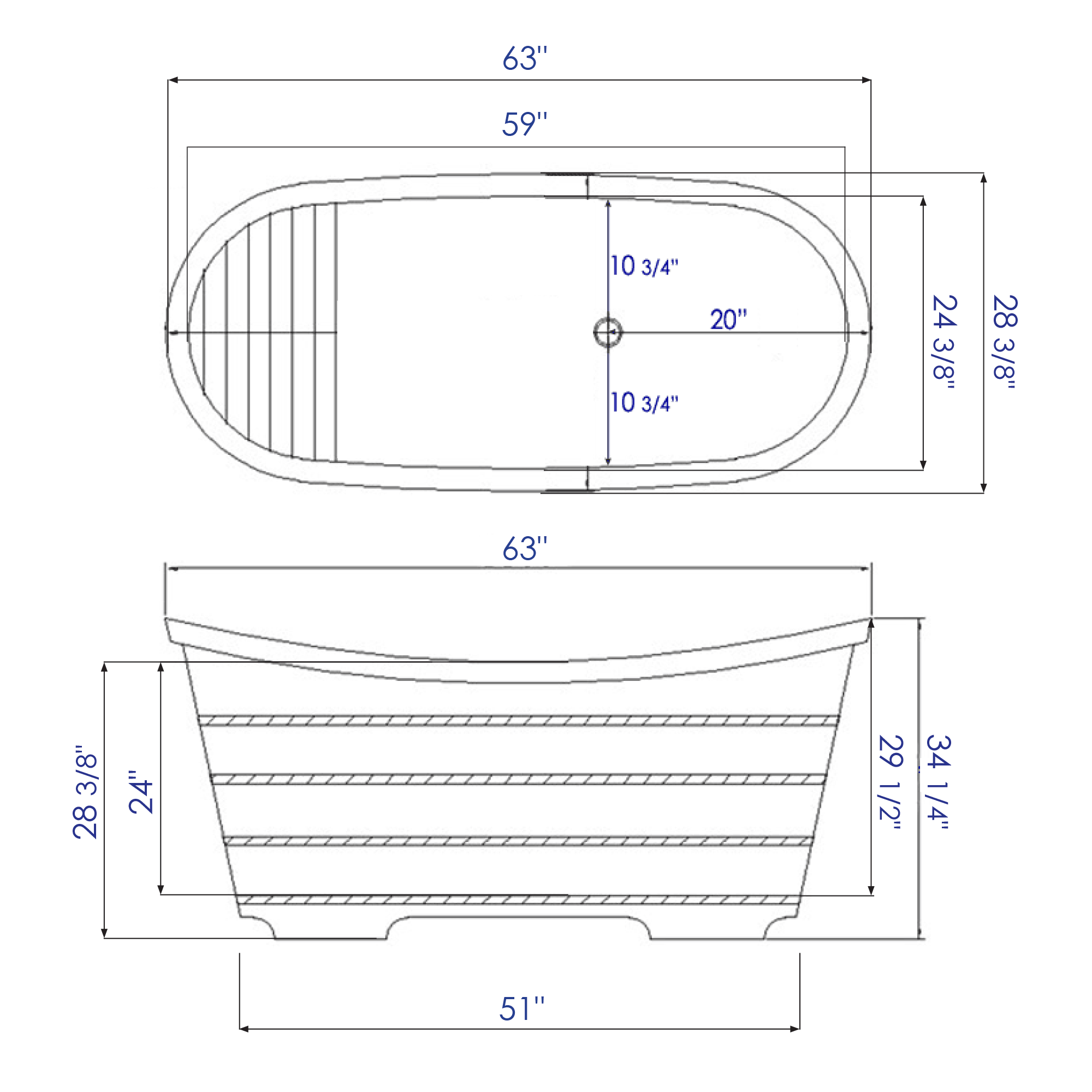 ALFI brand AB1105 63" Free Standing Cedar Wooden Bathtub