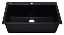 Load image into Gallery viewer, ALFI brand AB3322DI-BLA Black 33&quot; Single Bowl Drop In Granite Composite Kitchen Sink