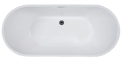 ALFI brand AB8838 59 inch White Oval Acrylic Free Standing Soaking Bathtub