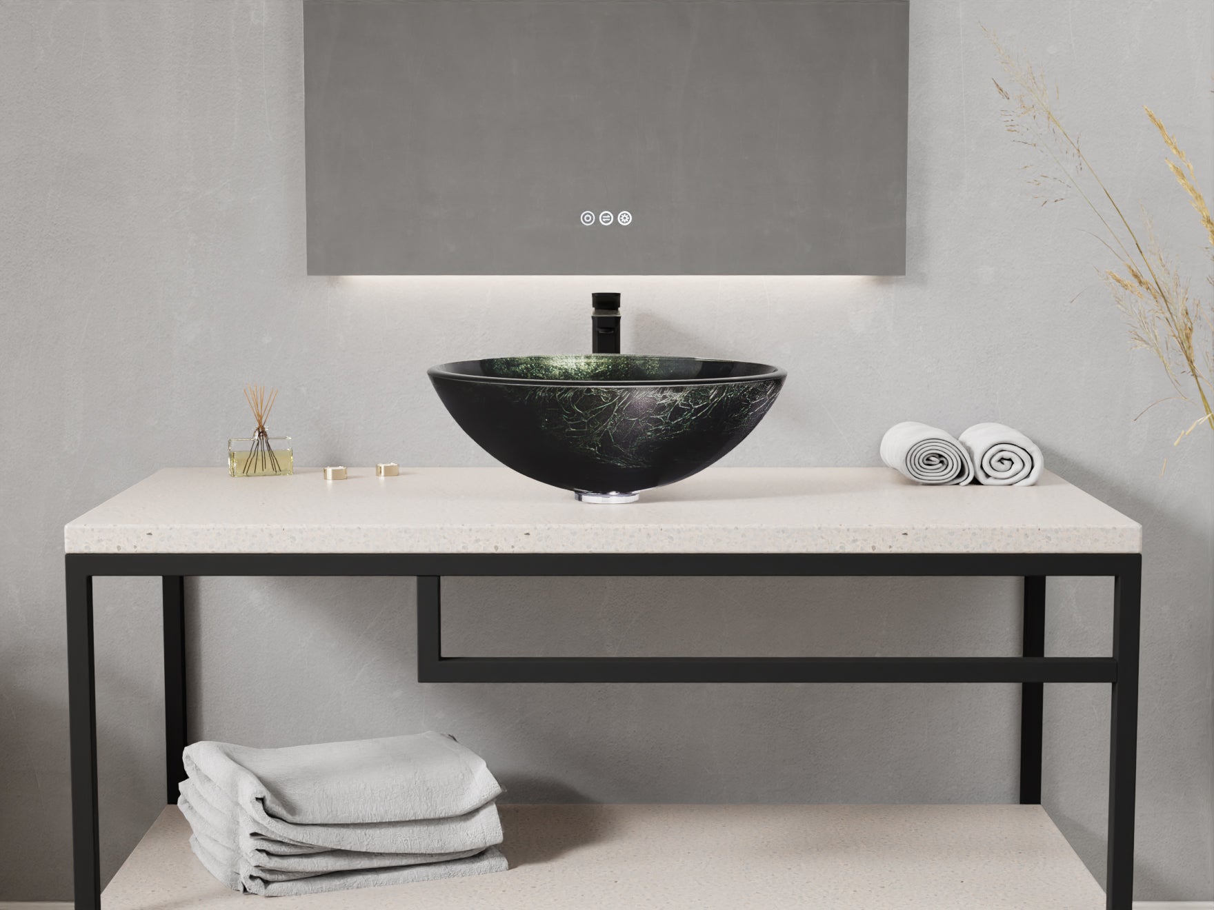 Amalfi Round Glass Vessel Bathroom Sink with Stellar