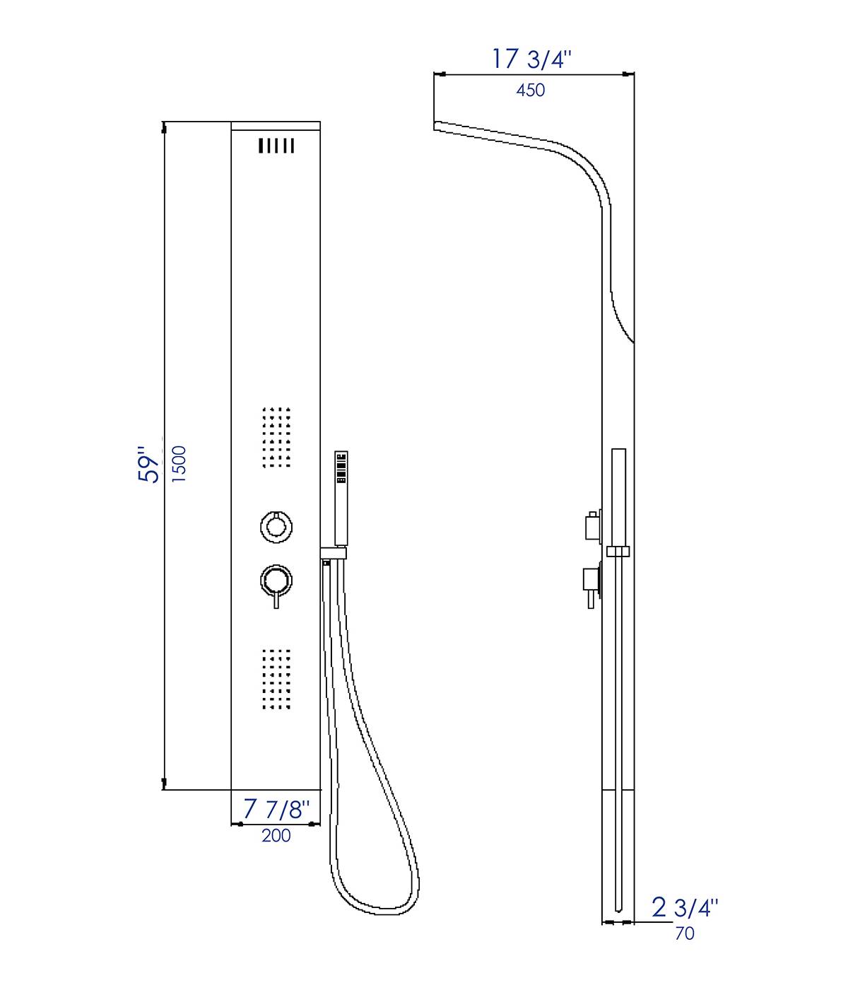 ALFI brand ABSP20 Modern Stainless Steel Shower Panel with 2 Body Sprays