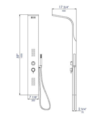 ALFI brand ABSP20 Modern Stainless Steel Shower Panel with 2 Body Sprays