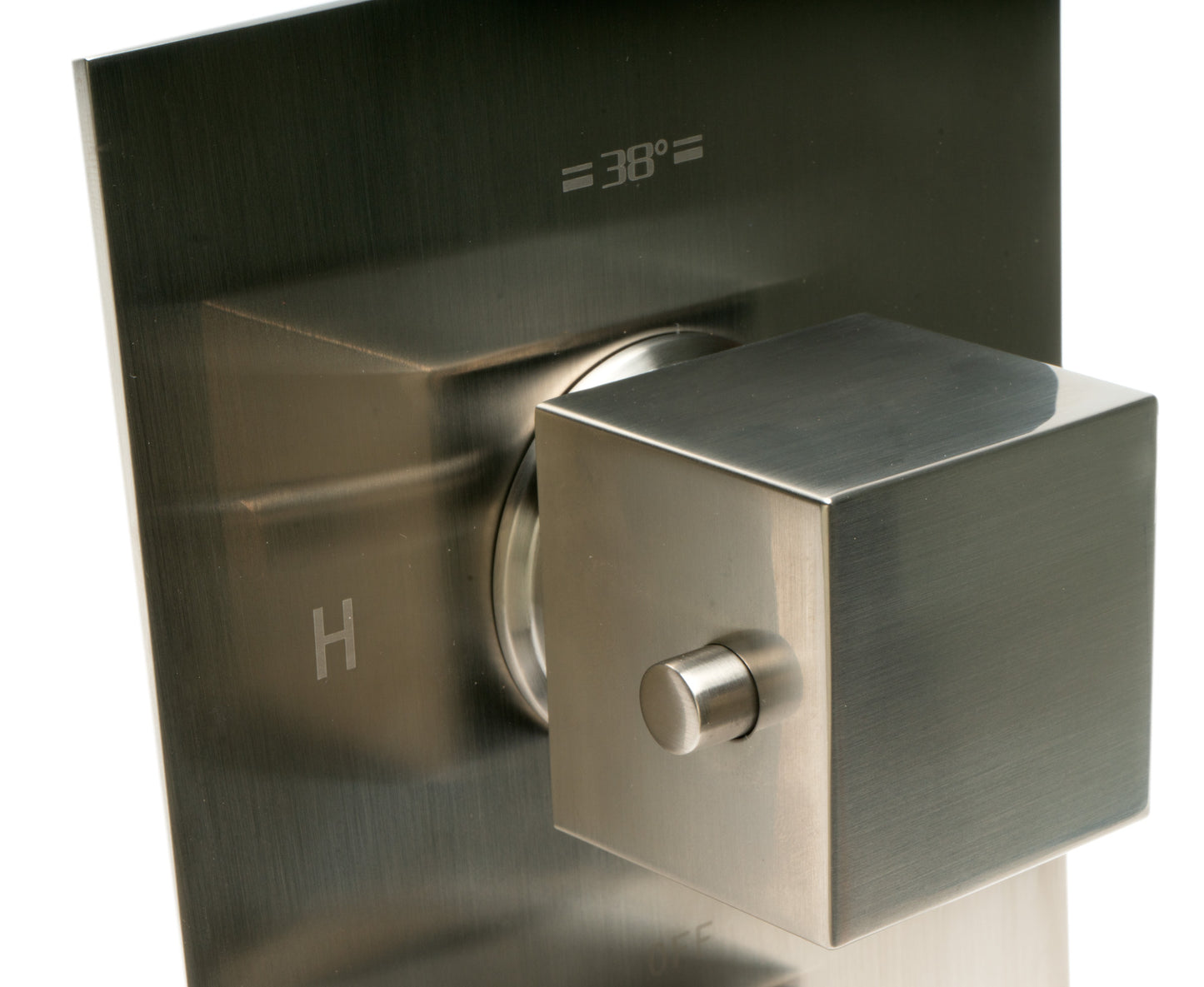 ALFI brand AB2601-BN Brushed Nickel Square Knob 1 Way Thermostatic Shower Mixer