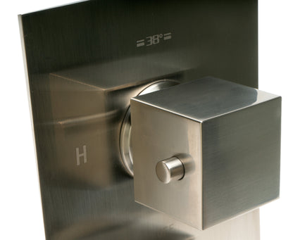 ALFI brand AB2601-BN Brushed Nickel Square Knob 1 Way Thermostatic Shower Mixer