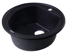 Load image into Gallery viewer, ALFI brand AB2020DI-BLA Black 20&quot; Drop-In Round Granite Composite Kitchen Prep Sink