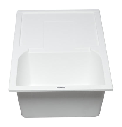 ALFI brand AB1620DI-W White 34" Single Bowl Granite Composite Kitchen Sink with Drainboard