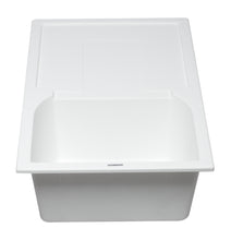Load image into Gallery viewer, ALFI brand AB1620DI-W White 34&quot; Single Bowl Granite Composite Kitchen Sink with Drainboard