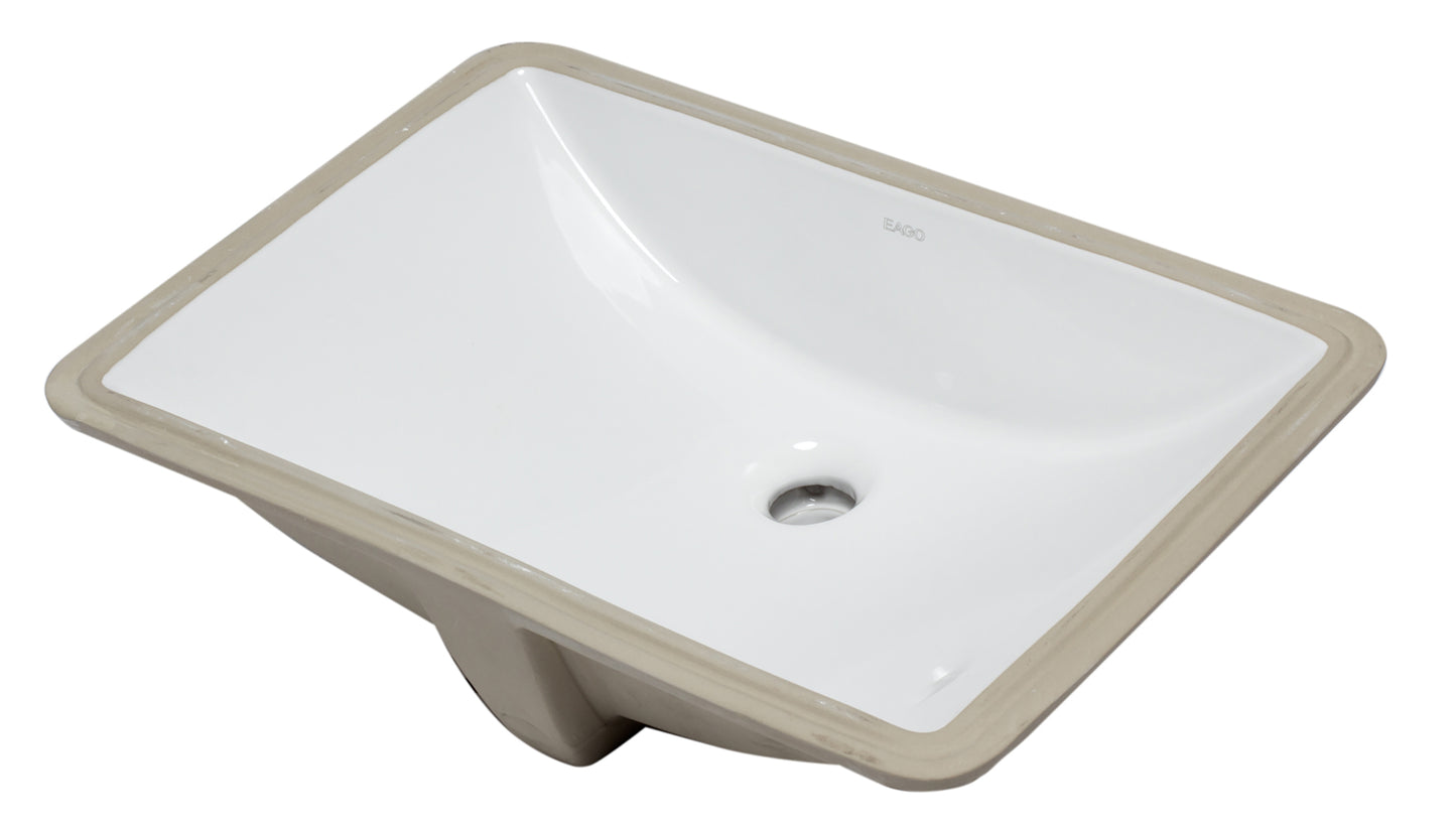 EAGO BC227 White Ceramic 22"x15" Undermount Rectangular Bathroom Sink