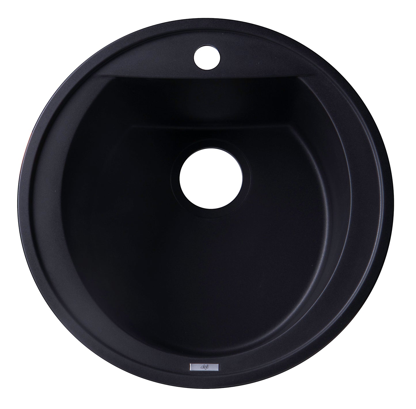 ALFI brand AB2020DI-BLA Black 20" Drop-In Round Granite Composite Kitchen Prep Sink