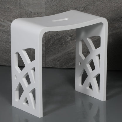 ALFI brand ABST88 Designer White Matte Solid Surface Resin Bathroom / Shower Stool