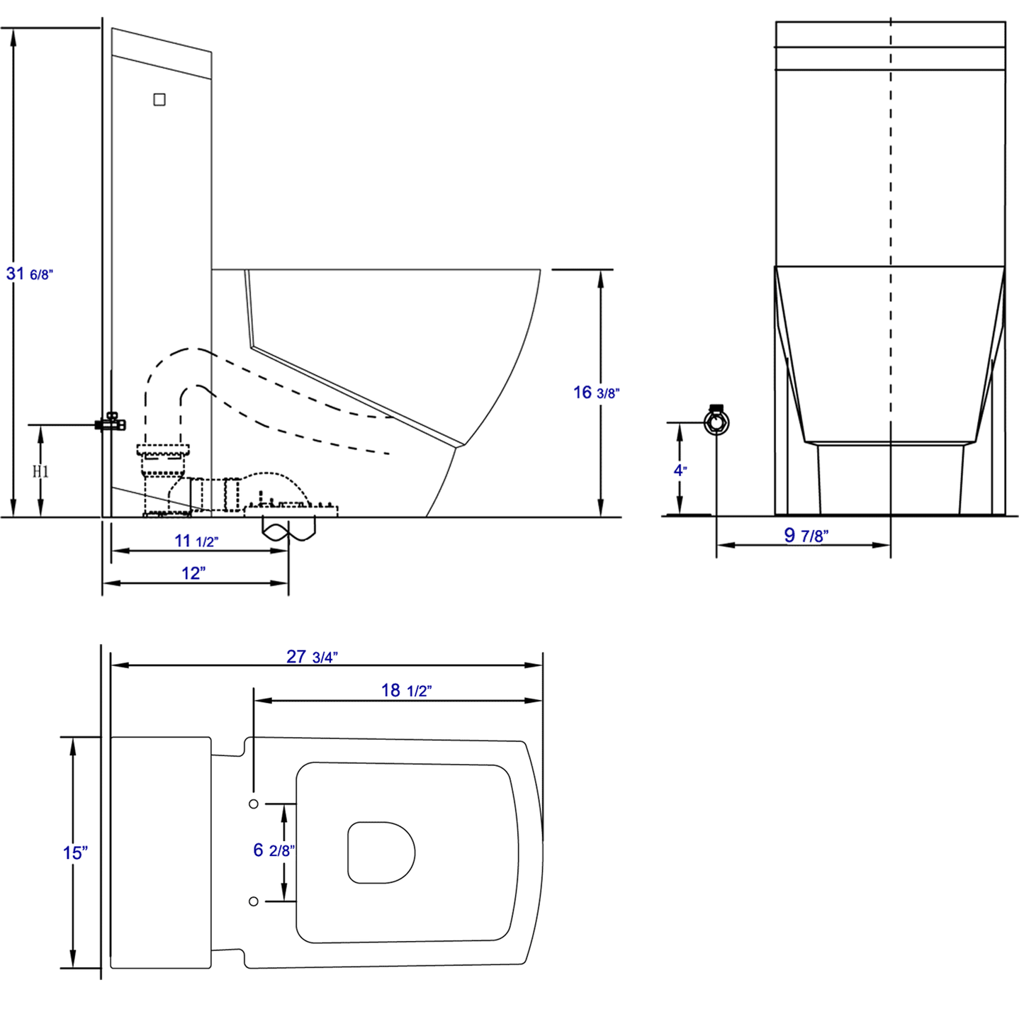 EAGO TB336 One Piece High Efficiency Low Flush Eco-friendly Ceramic Toilet