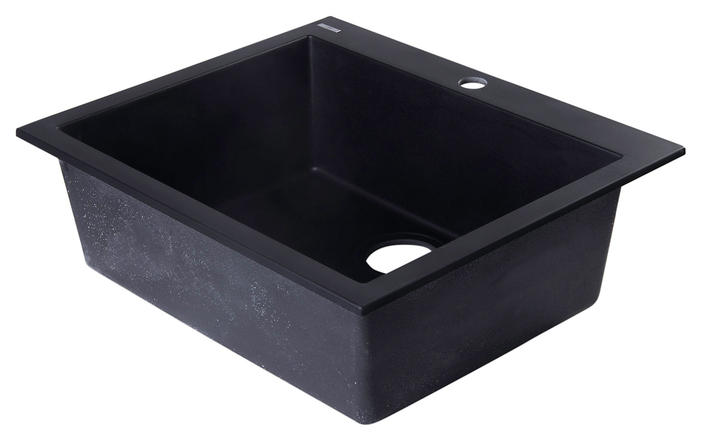 ALFI brand AB2420DI-BLA Black 24" Drop-In Single Bowl Granite Composite Kitchen Sink