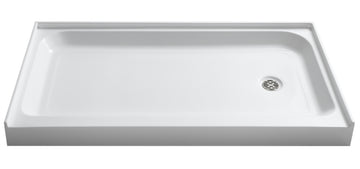 Tier 32 x 60 in. Right Drain Single Threshold Shower Base in White