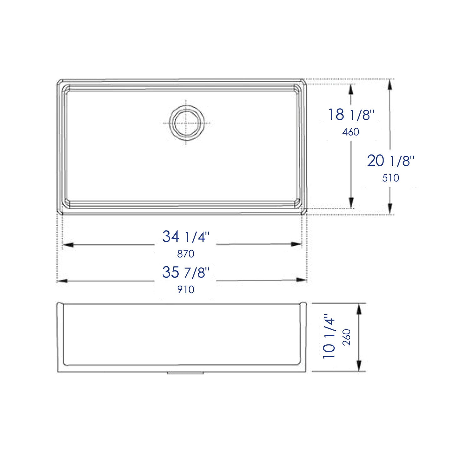 ALFI brand AB536-W White 36" Smooth Apron Single Bowl Fireclay Farm Sink