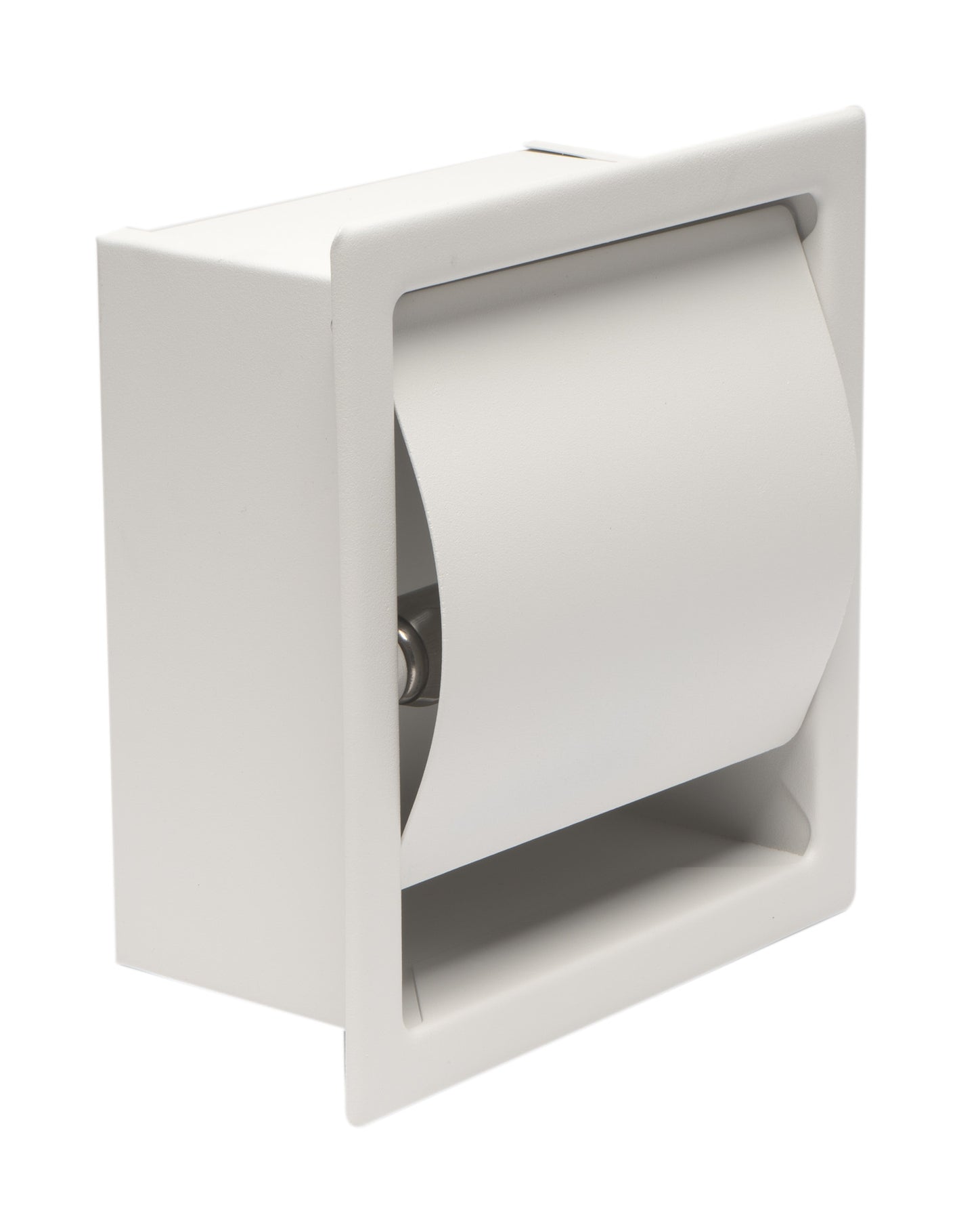 ALFI brand ABTPC77-W White Matte Stainless Steel Recessed Toilet Paper Holder with Cover