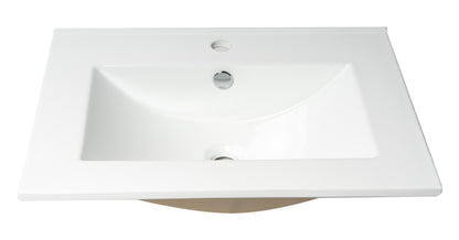 ALFI brand ABC803 White 25" Rectangular Drop In Ceramic Sink with Faucet Hole