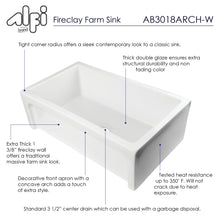 Load image into Gallery viewer, ALFI brand AB3018ARCH-W  30&quot; White Arched Apron Thick Wall Fireclay Single Bowl Farm Sink