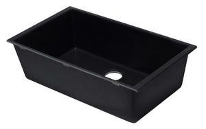 ALFI brand AB3322UM-BLA Black 33" Single Bowl Undermount Granite Composite Kitchen Sink