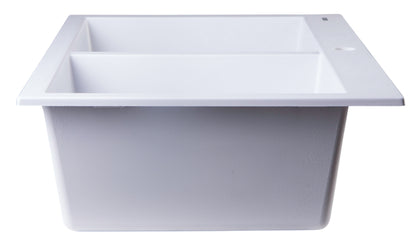 ALFI brand AB3420DI-W White 34" Drop-In Double Bowl Granite Composite Kitchen Sink