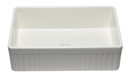 ALFI brand AB532-B 33" Biscuit Single Bowl Fluted Apron Fireclay Farm Sink