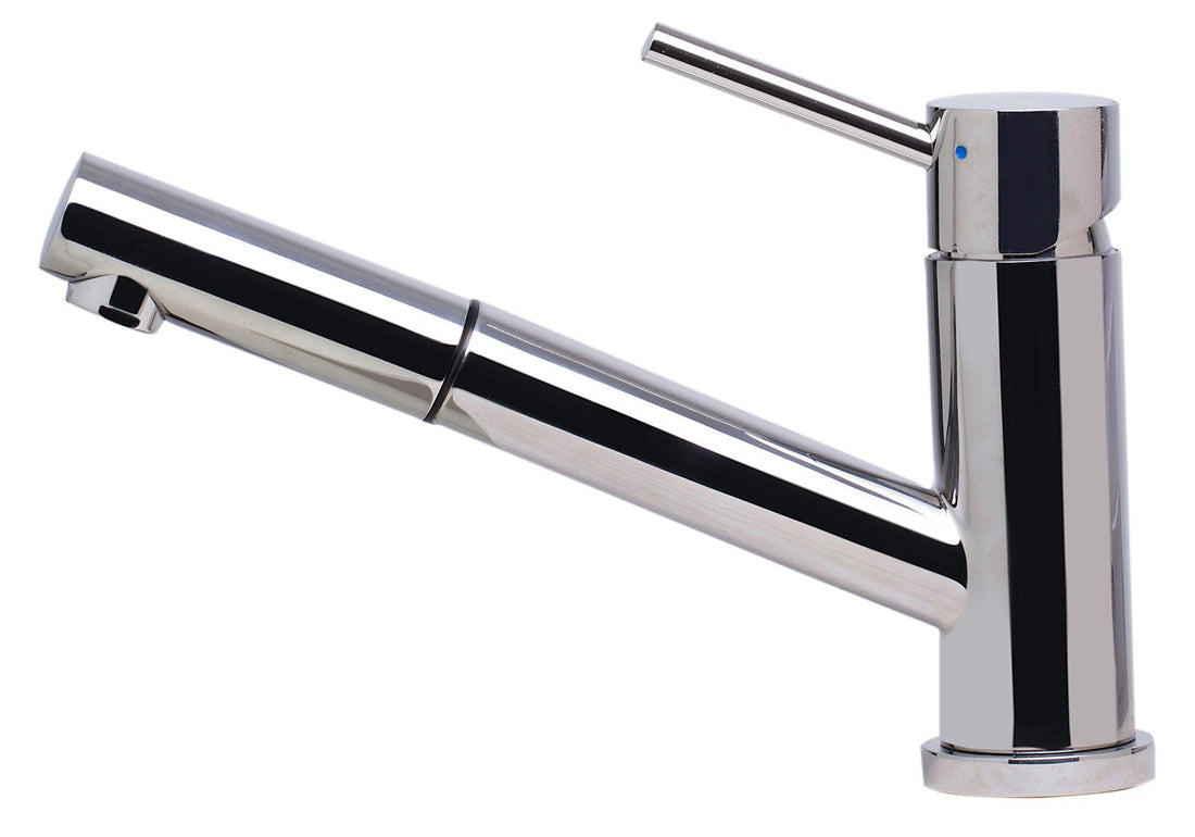 ALFI brand AB2025-PSS Solid Polished Stainless Steel Pull Out Single Hole Kitchen Faucet