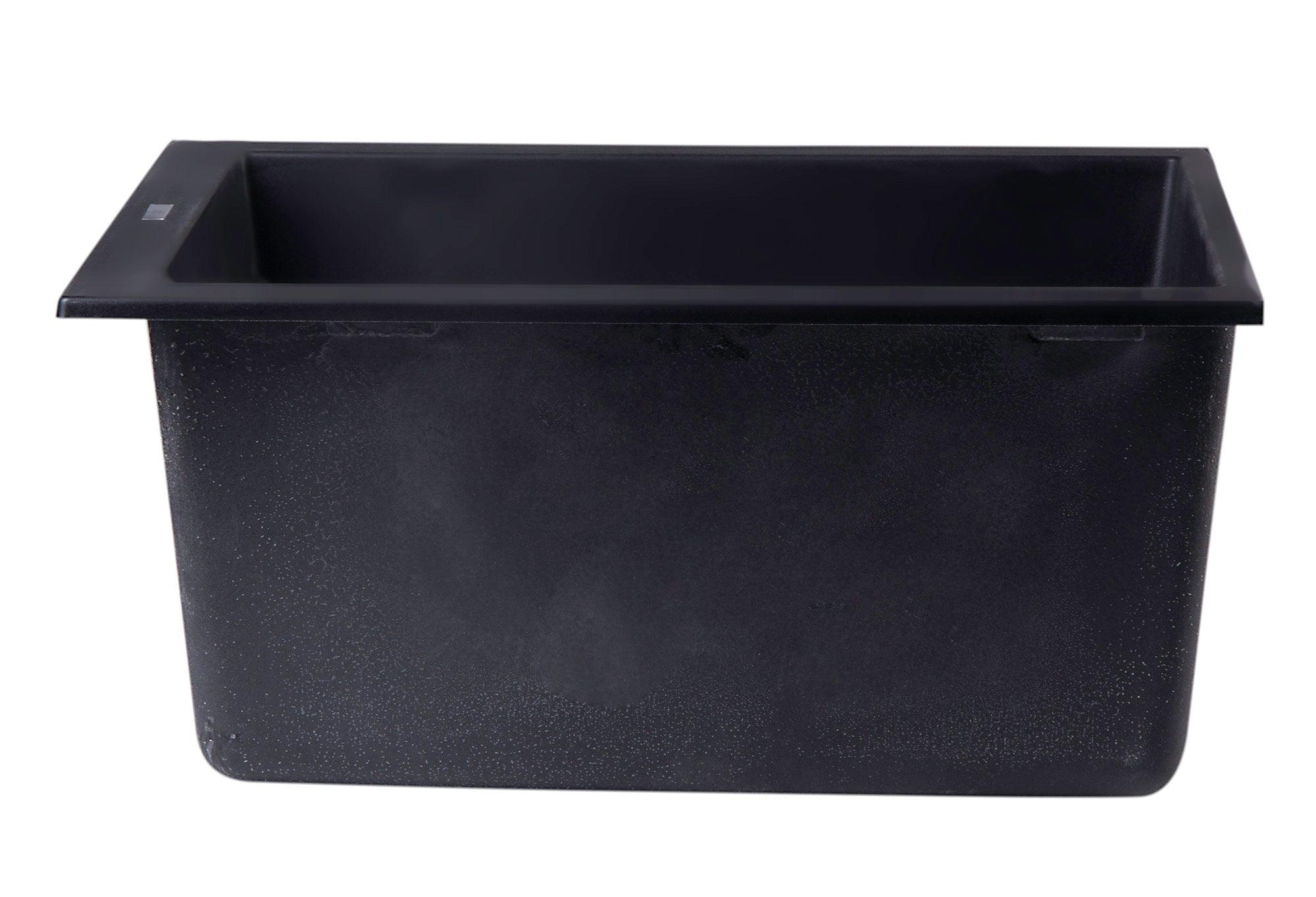 ALFI brand AB1720UM-BLA Black 17" Undermount Rectangular Granite Composite Kitchen Prep Sink