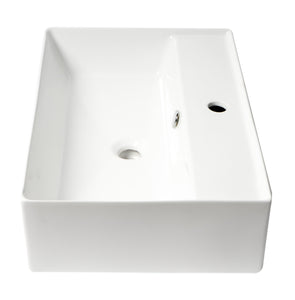 ALFI brand ABC901-W White 24" Modern Rectangular Above Mount Ceramic Sink with Faucet Hole