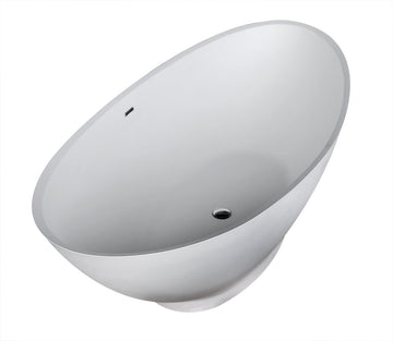 Ala 6.2 ft. Solid Surface Center Drain Freestanding Bathtub in Matte White