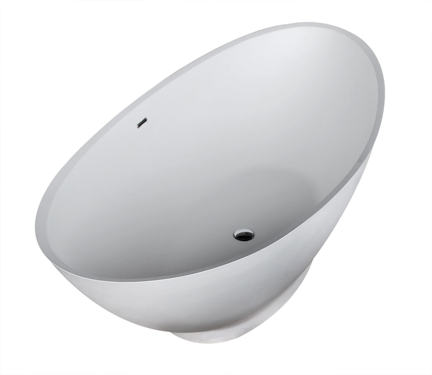 Masoko 6.2 ft. Solid Surface Center Drain Freestanding Bathtub in Matte White
