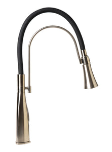 ALFI brand ABKF3001-BN Brushed Nickel Kitchen Faucet with Black Rubber Stem