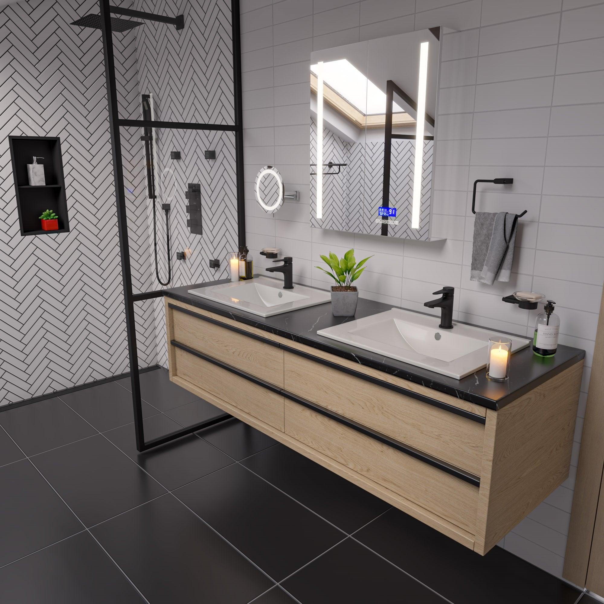 ALFI brand ABMC2630BT 26" x 30" Double Door LED Light Bluetooth Medicine Cabinet