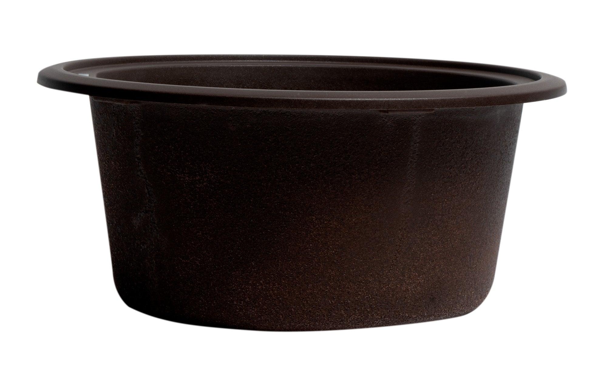 ALFI brand AB1717DI-C Chocolate 17" Drop-In Round Granite Composite Kitchen Prep Sink