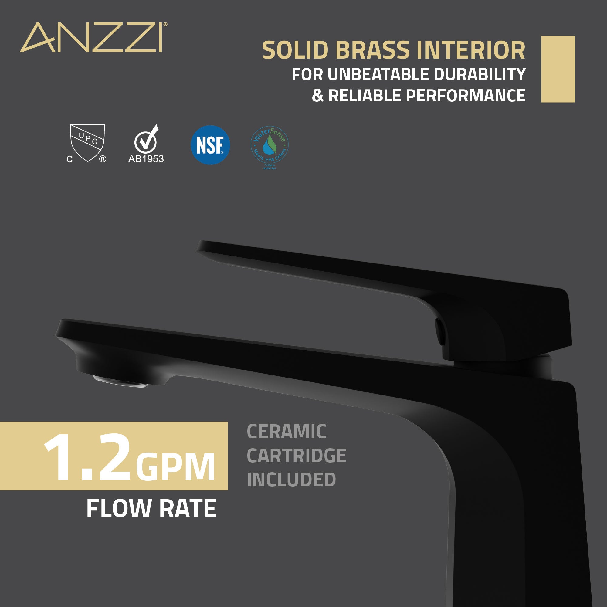 ANZZI Single Handle Single Hole Bathroom Faucet With Pop-up Drain