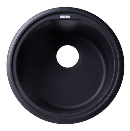 ALFI brand AB1717UM-BLA Black 17" Undermount Round Granite Composite Kitchen Prep Sink