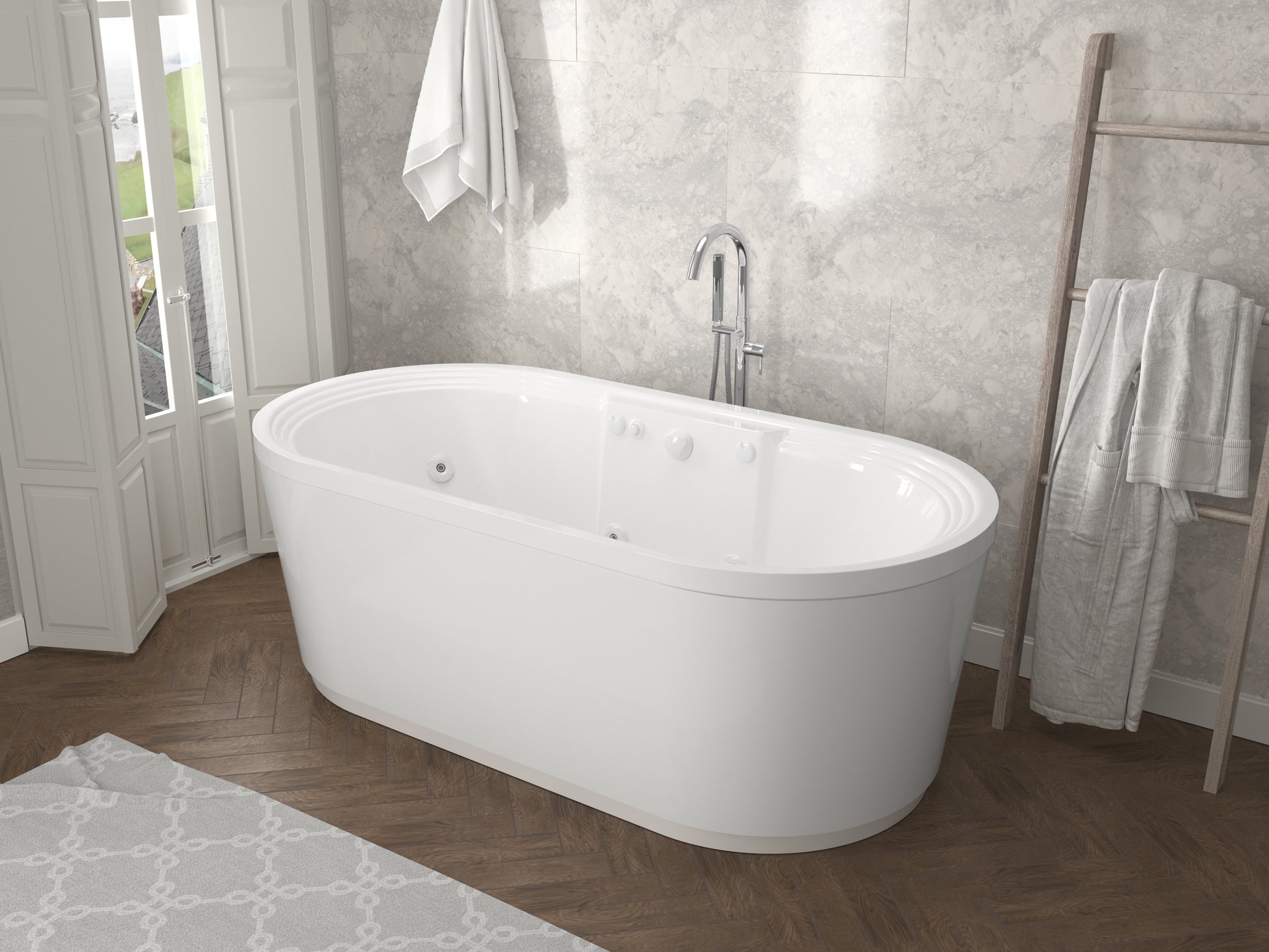 Atlantis Whirlpools Royale 34 x 67 Oval Freestanding Whirlpool Jetted Bathtub 3467RW