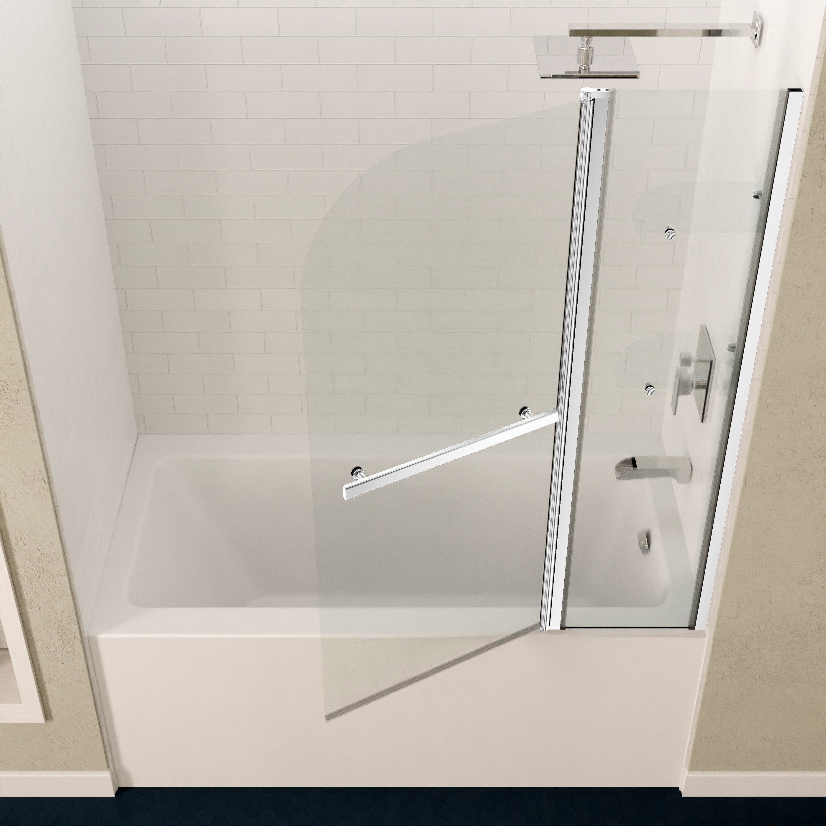 Anzzi 5 ft. Acrylic Rectangle Tub in White With 48 in. x 58 in. Frameless Tub Door