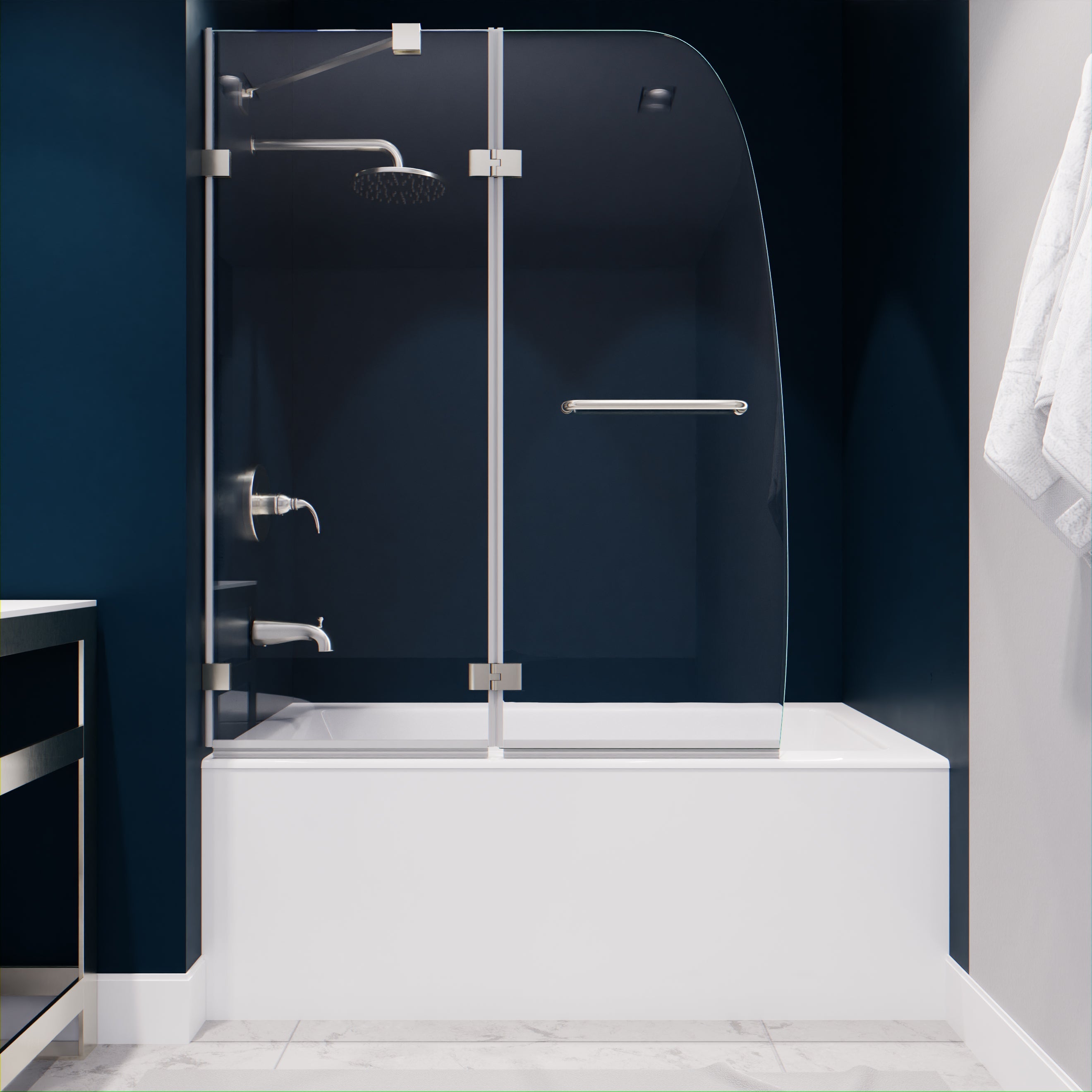 Herald Series 48 in. by 58 in. Frameless Hinged tub door